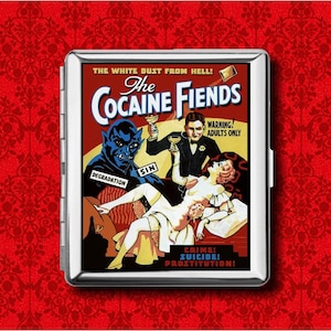 Cocaine Fiends Marijuana Vintage Movie Poster Pubblicità Portafoglio in metallo Carta d'identità Sigaretta Custodia per iPod