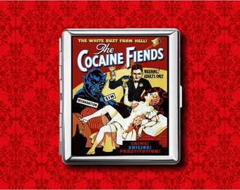 Cocaine Fiends Marijuana Vintage Movie Poster Advertisement Metal Wallet Stash Card Cigarette ID IPod Case