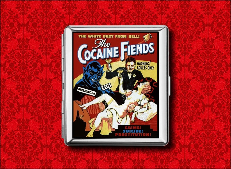 Cocaine Fiends Marijuana Vintage Movie Poster Advertisement Metal Wallet Stash Card Cigarette ID IPod Case 