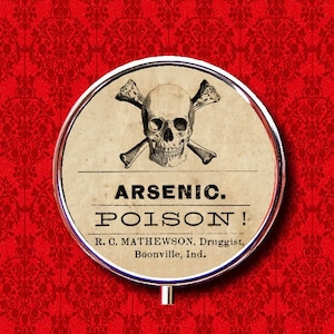 Arsenic Poison Skull Crossbones Vintage Label Ring Trinket