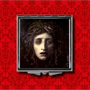 Medusa Snakes Greek Mythology Vintage Style Metal Makeup Hand Pocket Compact Mirror