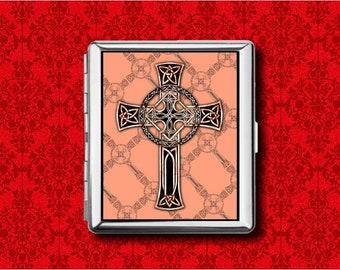 Celtic Cross Irish Ireland Knot Metal Wallet Stash Credit Card Business Card Cigarette ID IPod Case Holder