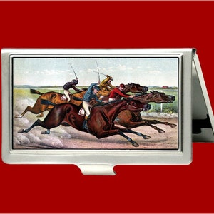 Pferderennen Kentucky Derby Belmont Stakes Jockey Vintage Metal Wallet Stash Credit Card ID Visitenkarte Case Holder