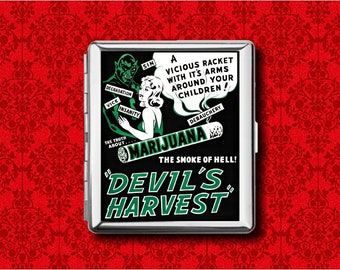 Devil&#39;s Harvest Marijuana Vintage Movie Poster Advertisement Metal Wallet Stash Business Credit Card Cigarette ID IPod Holder Box Case