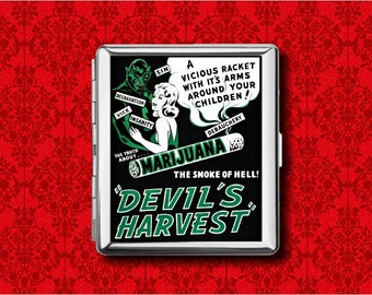 Devil's Harvest Marijuana Vintage Movie Poster Advertisement Metal Wallet Stash Business Credit Card Cigarette ID IPod Holder Box Case