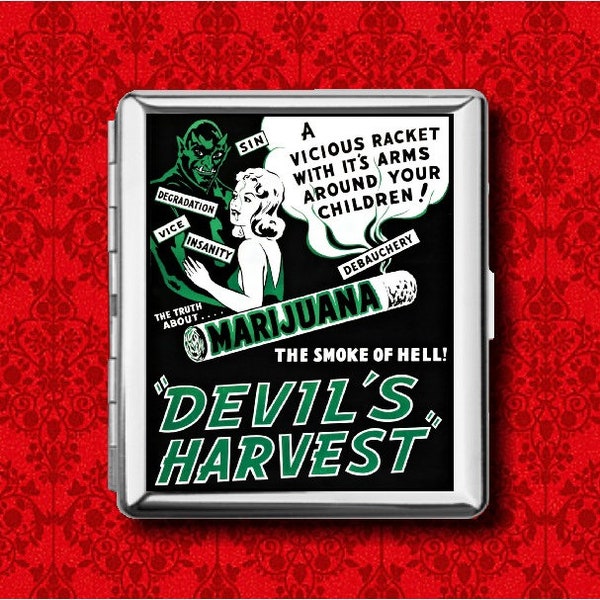 Devil's Harvest Marijuana Vintage Movie Poster Advertisement Metal Wallet Stash Business Credit Card Cigarette ID IPod Holder Box Case