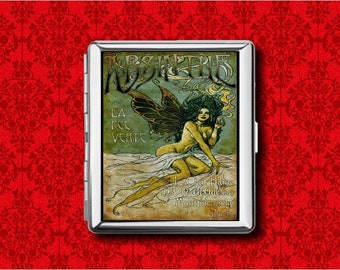 Absinthe Green Fairy Vintage Alcohol Liquor AD Pin Up Girl Metal Wallet Stash Card Cigarette ID IPod Case