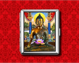 Buddha Hindu Ohm meditieren Statue Metall Brieftasche Stash Kreditkarte Visitenkarte Zigarette ID Ipod Fall Halter