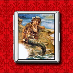 Meerjungfrau Kind Little Renaissance Ozean Boot Schiff Metall Brieftasche Stash Business Kreditkarte Zigarette ID Ipod Halter Box Case