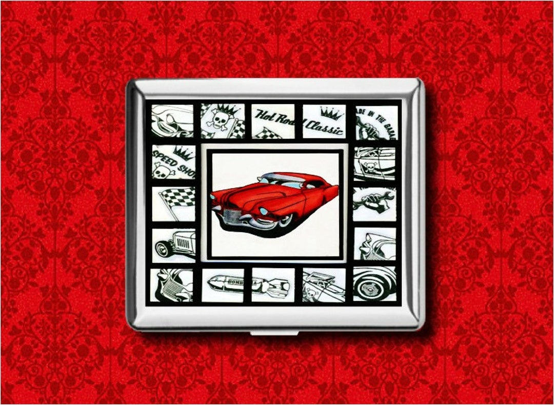Metal Racing Wallet Hot Rod Drag Racing Strip Coupe Car Vintage Rockabilly Metal Wallet ...