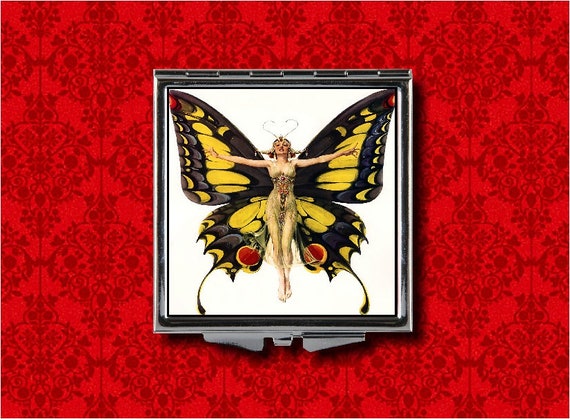 Flapper Butterfly Fairy Queen Pin up Girl Vintage Metal Makeup