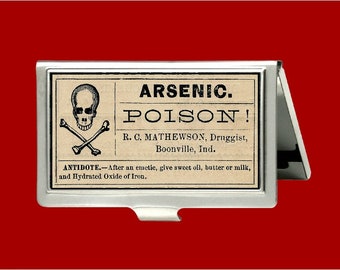 Arsenic Poison Vintage Medicine Poison Label Metal Wallet Stash Credit Card ID Business Card Case Holder