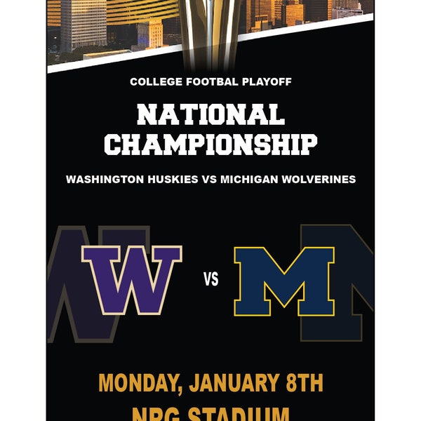 CFP 2024 National Championship (Washington vs. Michigan) - Custom Commemorative Ticket