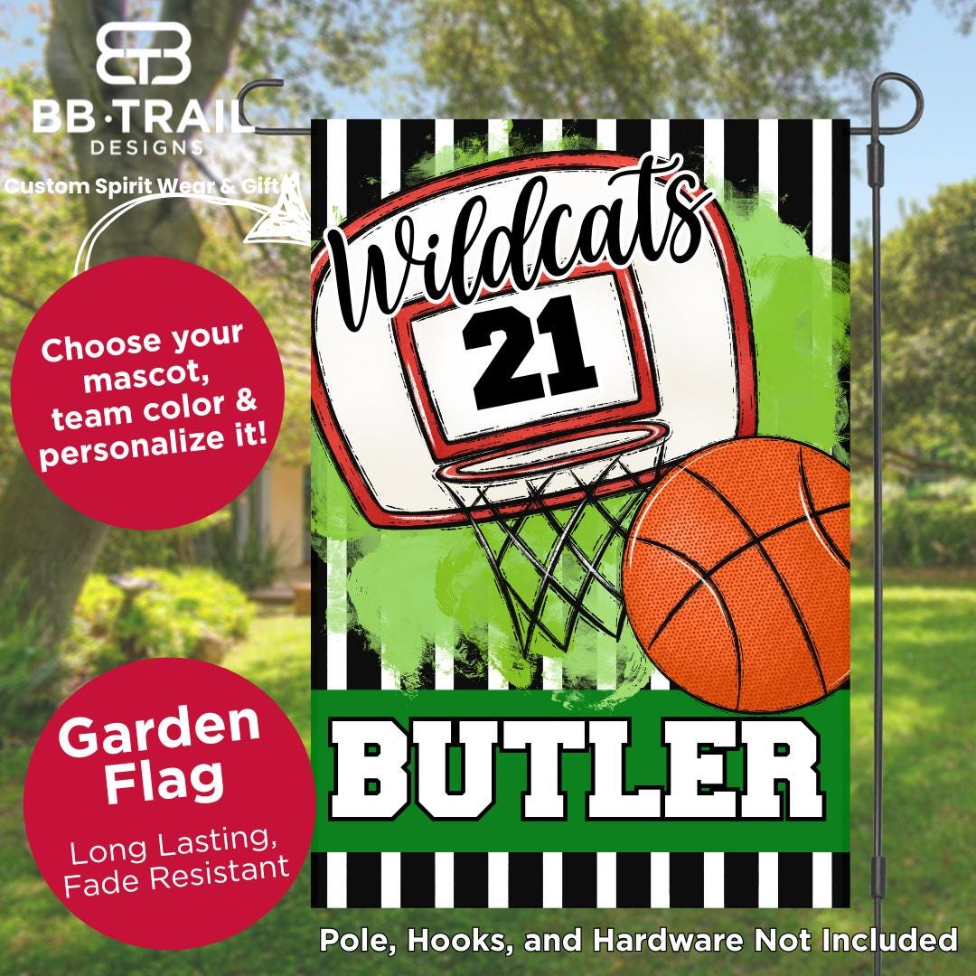 Basketball Flags String Custom Basketball Garden Flag: Personalized Team Spirit Yard Sign With ...