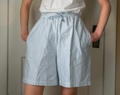 Vintage Liz Claiborne Liz Co Blue Striped Size Medium Women 39 s Drawstring Cotton Leisure Shorts