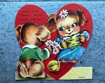 Vintage Valentines 1950s - Unmarked - Same Old Yarn With A New Twist