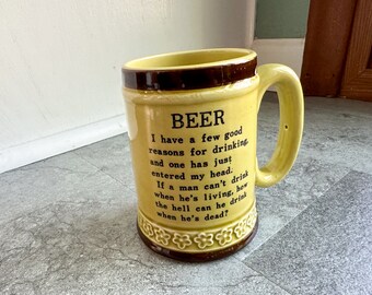 Vintage Beer Drinking Song Humorous Ceramic Stein Shaped Coffee Mug