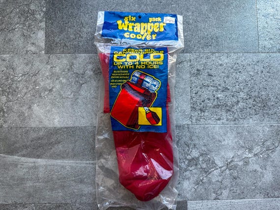 Vintage NIP Red Six Pack Nylon Wrapper Cooler Sof… - image 1