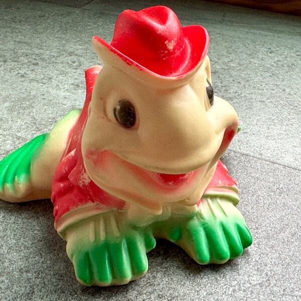 Vintage 1955 The Sun Rubber Co Frog Squeaker Toy WORKS