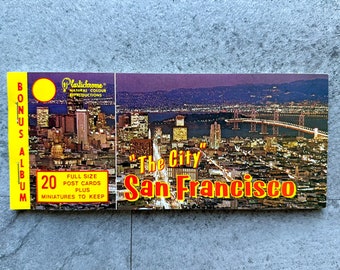 Vintage Plastichrome San Francisco California Souvenir Post Card Album Book Full Size and Miniature Post Cards
