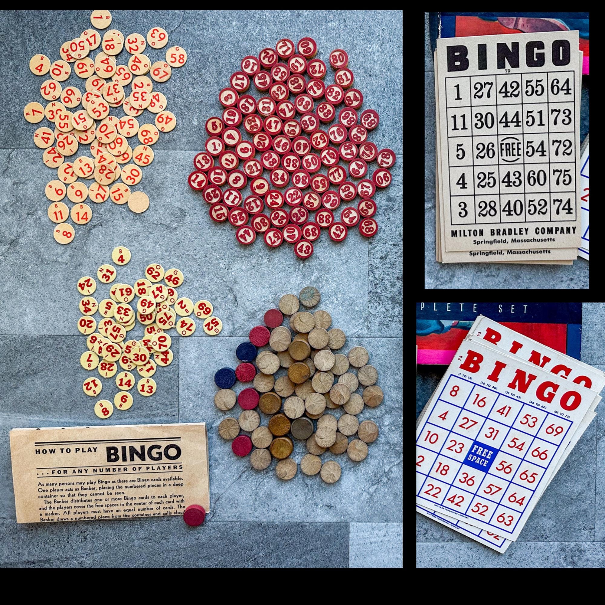 Vintage Bingo Game Replacement Parts Bingo Markers Bingo Cards