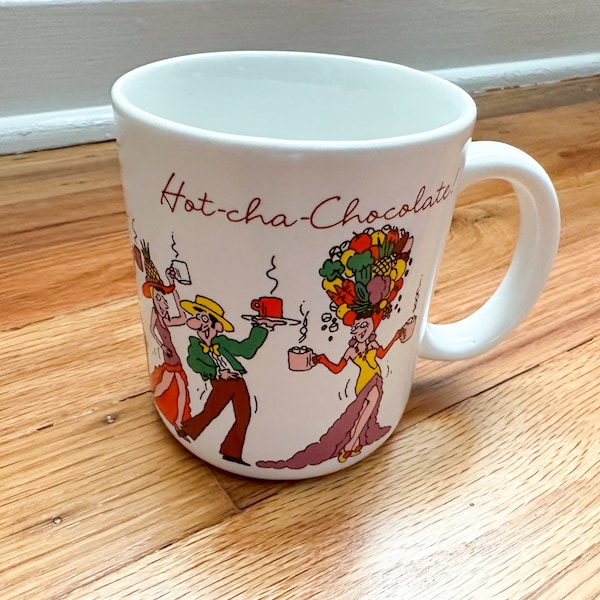 Vintage 1984 Hot Cha Chocolate Hallmark Mug Conga Line Dance Salsa Humorous Funny Coffee Cup