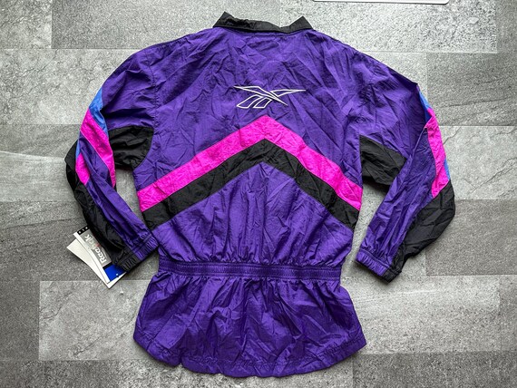 Vintage NOS 90s Reebok Purple Pink Black Half Zip Nylon Athletic