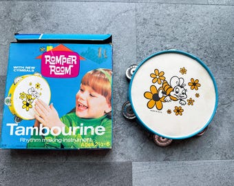 Vintage 70s Hasbro Romper Room Kids Tambourine Instrument with Original Box