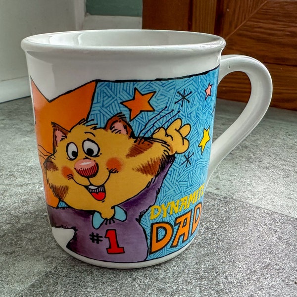 Vintage Hallmark #1 Dynamite Dad Fathers Day Birthday Anytime Coffee Tea Cup Mug