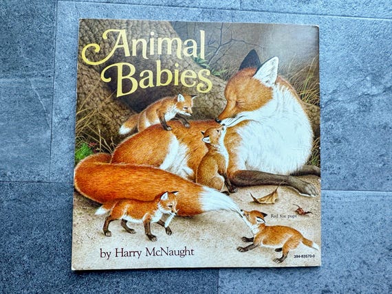 Vintage 1977 Animal Babies Harry Mcnaught Random House Picturebook