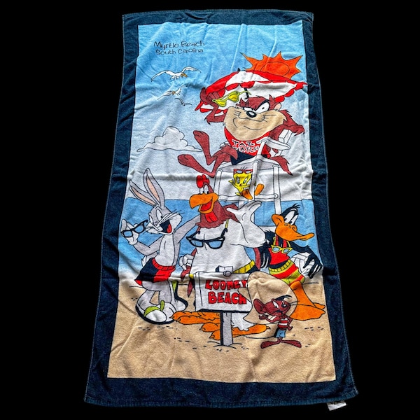 Vintage Looney Tunes Beach Towel: Myrtle Beach, 1996 Cotton