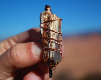 Petrified Wood Hair Pin, Crystal Hair Clip, Crystal Hair Pin, Crystal Hair Accessory, Boho Hair Pins, Natural Stone Hair Pin, Fairy Hair Pin