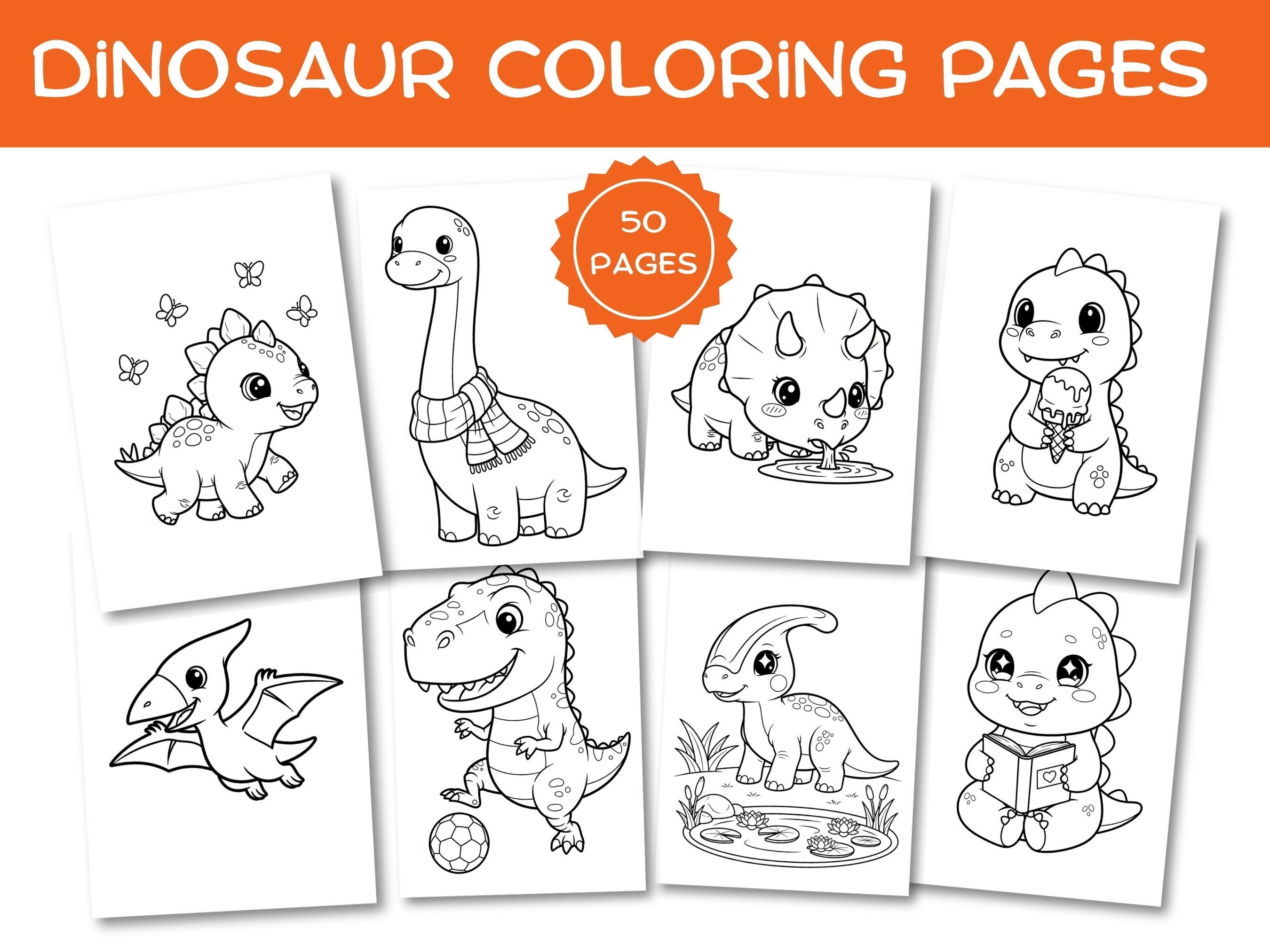 50 Dinosaur Coloring Pages for Kids: Printable Activity Sheets (PDF ...