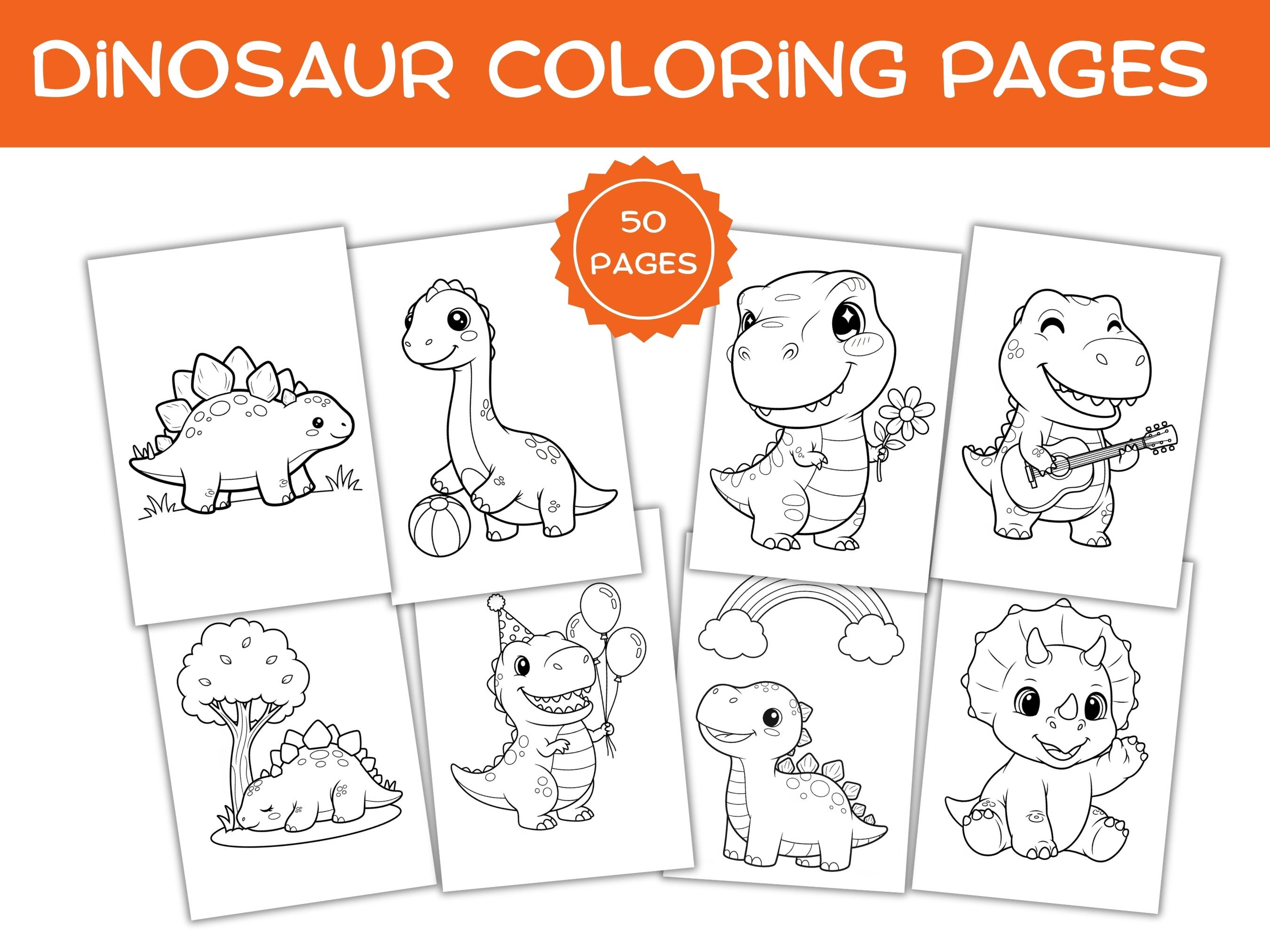 50 Dinosaur Coloring Pages for Kids: Printable Activity Sheets (PDF ...
