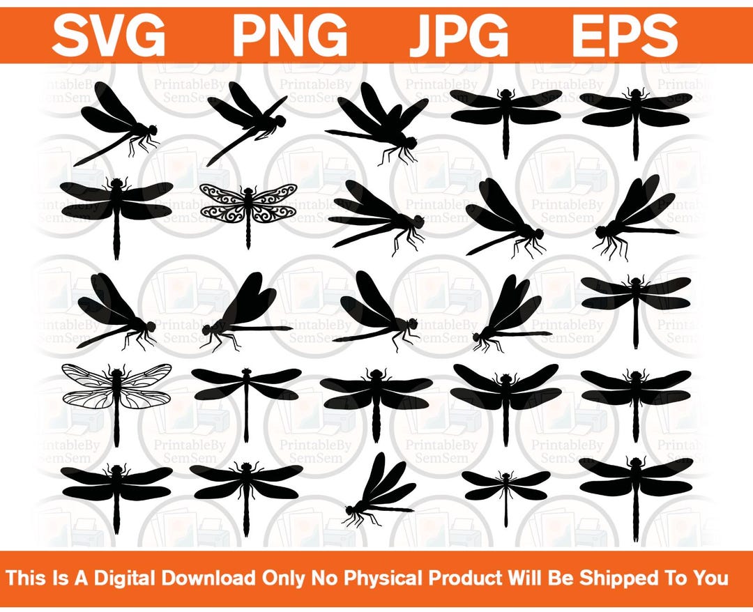 Dragonfly Silhouettes Bundle | Svg Eps Png Jpg | Cricut Cut Files ...