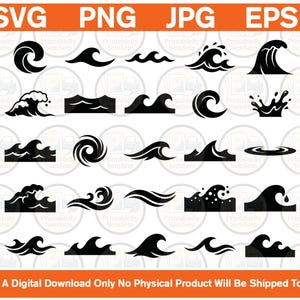 Meereswellen Silhouetten Bundle | Schnittdateien (Digitaler Download - svg, eps, png, jpg)
