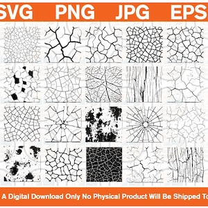 Distressed Crackle Pattern Silhouettes Bundle | Grunge Texture Svg (Digital Download)