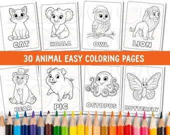 Animal Coloring Book for Kids: 30 Easy Printable Pages (PDF Download)