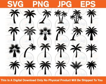 Palm Tree Silhouettes Bundle | Tropical Summer Beach SVG (Digital Download)