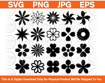 20 Flower Silhouettes Bundle SVG | Floral Clipart PNG EPS