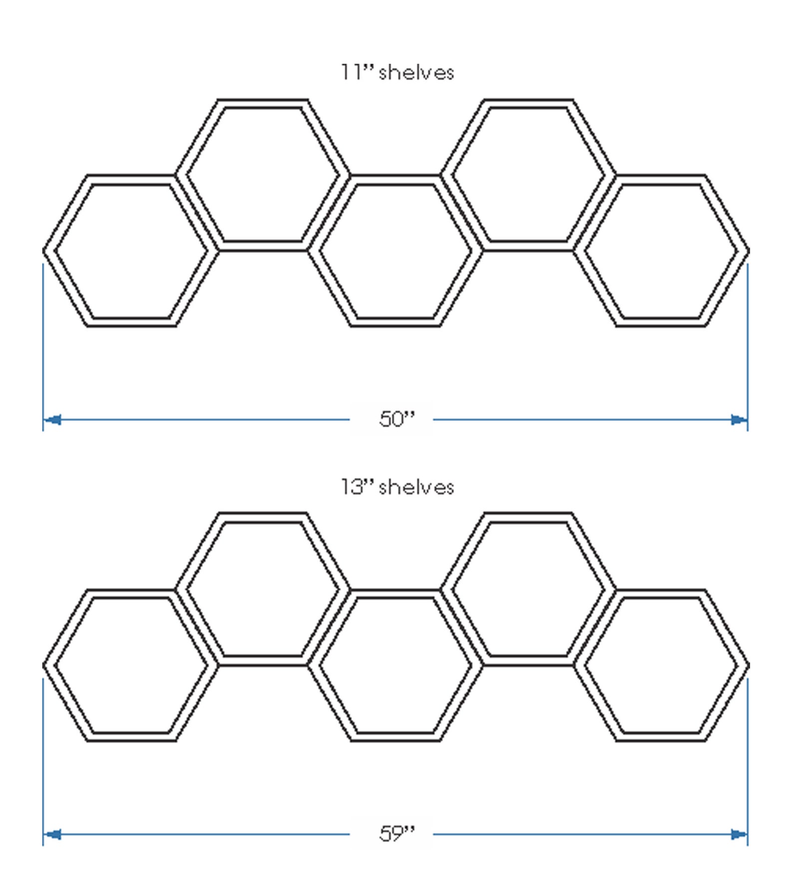 Finished Hexagon Shelves With FREE Center Dividers Set of 3 Etsy
