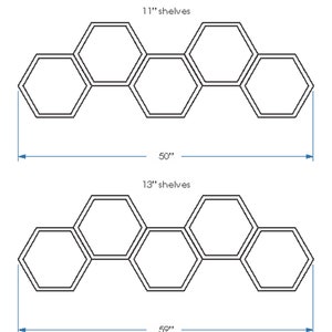 Finished Hexagon shelves with FREE center dividers Set of 3, 5 or 8 shelves Hexagon shelf, Honeycomb Shelf, Floating Shelf image 10