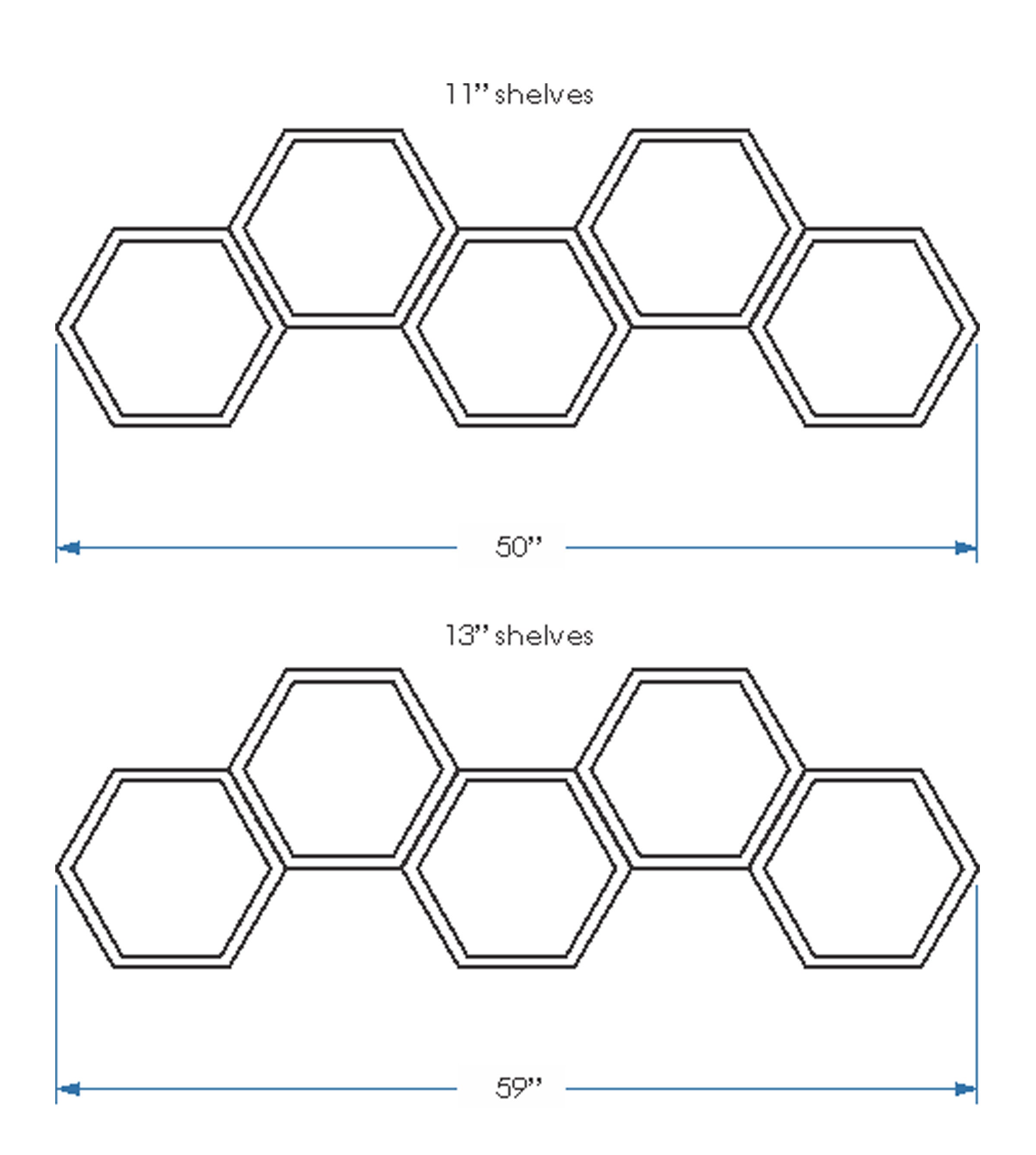 Set of 7 Hexagon Shelves 2 FREE Middle Dividers Included Etsy