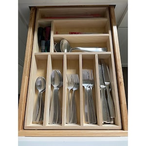 13 to 15 inches wide drawer insert, custom drawer organizer, wood drawer organizer, silverware drawer