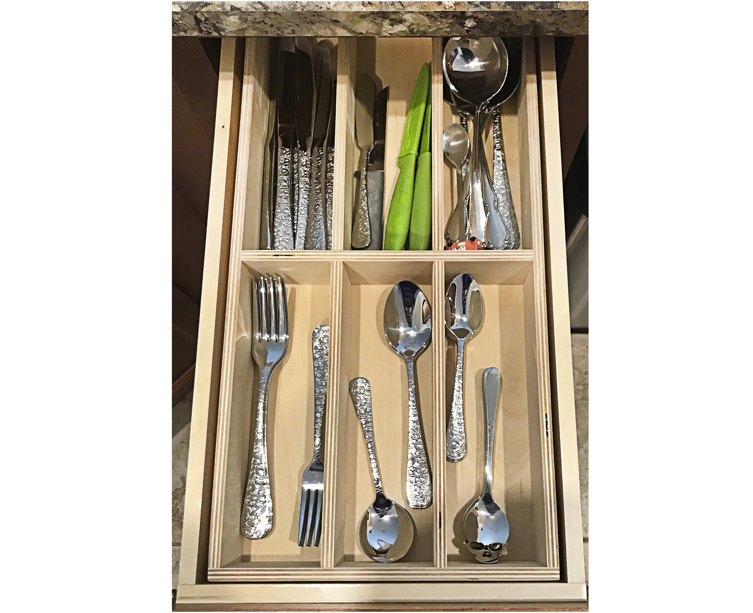 Up to 12 inches wide drawer insert, custom drawer organizer, wood drawer organizer, silverware drawer