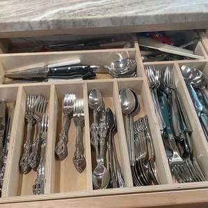19 to 21 inch wide drawer insert, custom drawer organizer, wood drawer organizer, silverware drawer