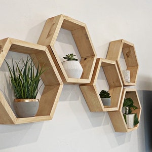 One Hexagon shelf, (FREE Middle divider - see details) Honeycomb Shelf, Floating Hexagon Shelf, Geometry Wall Art Hex shelf