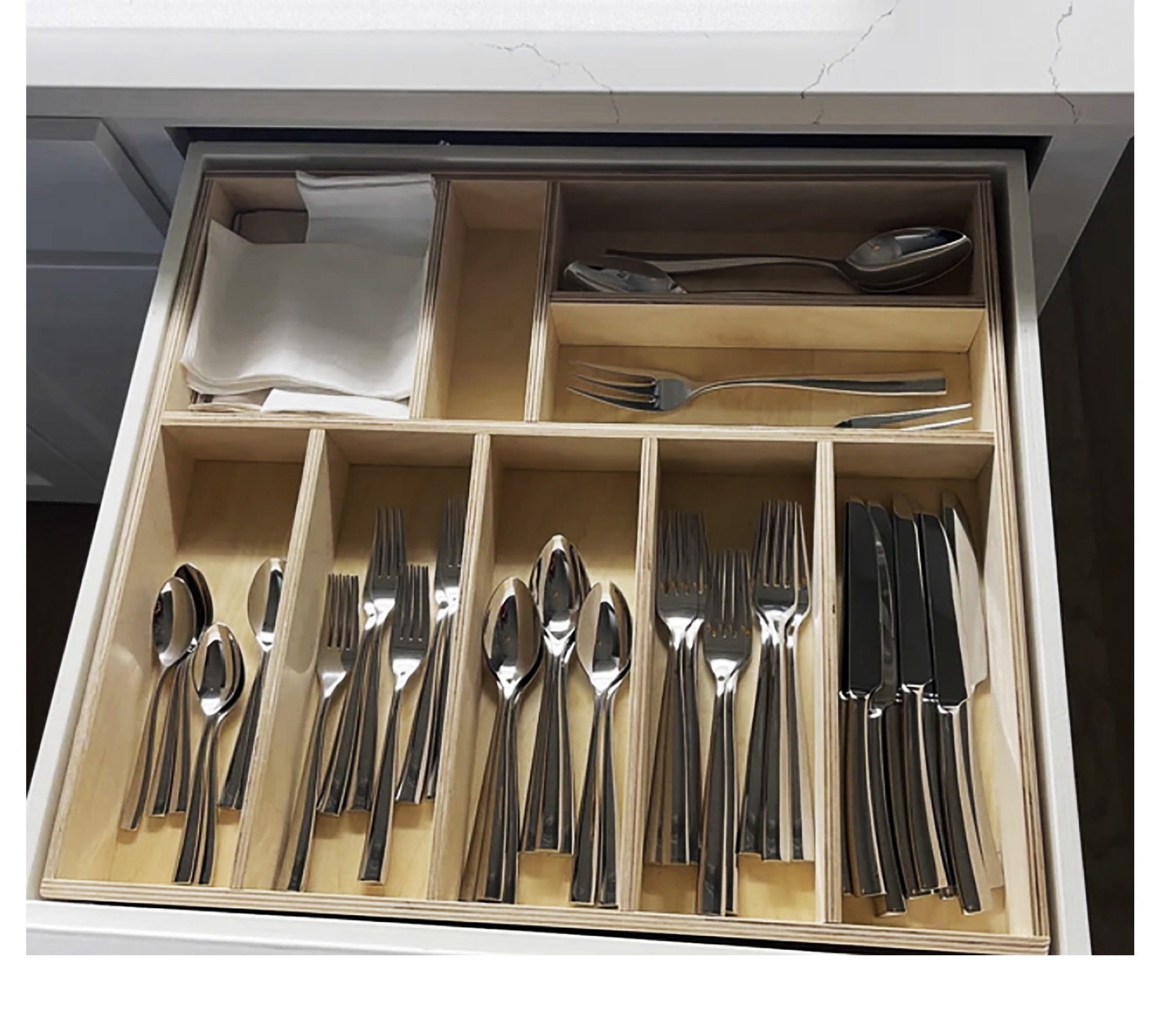 Custom Inserts Flatware Insert, for Drawer Width 15-1/2 inch, 15-1/2 inch W