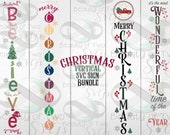 Christmas Vertical SVG Sign Bundle svg cut files and png, 4 Christmas vertical svg designs for cutting machines or print Instant Download