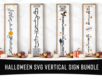 Halloween Vertical Sign SVG Bundle, Farmhouse, Boho (Digital Download)